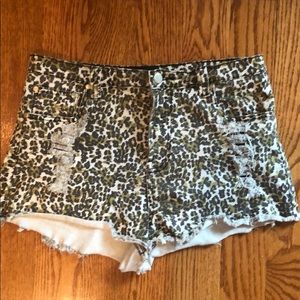 MINKPINK leopard jean shorts